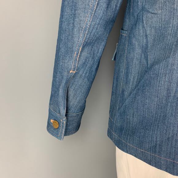 AMERICAN HIGHWAY Size M Blue Contrast Stitch Cotton Denim Jacket - Picture 4 of 6